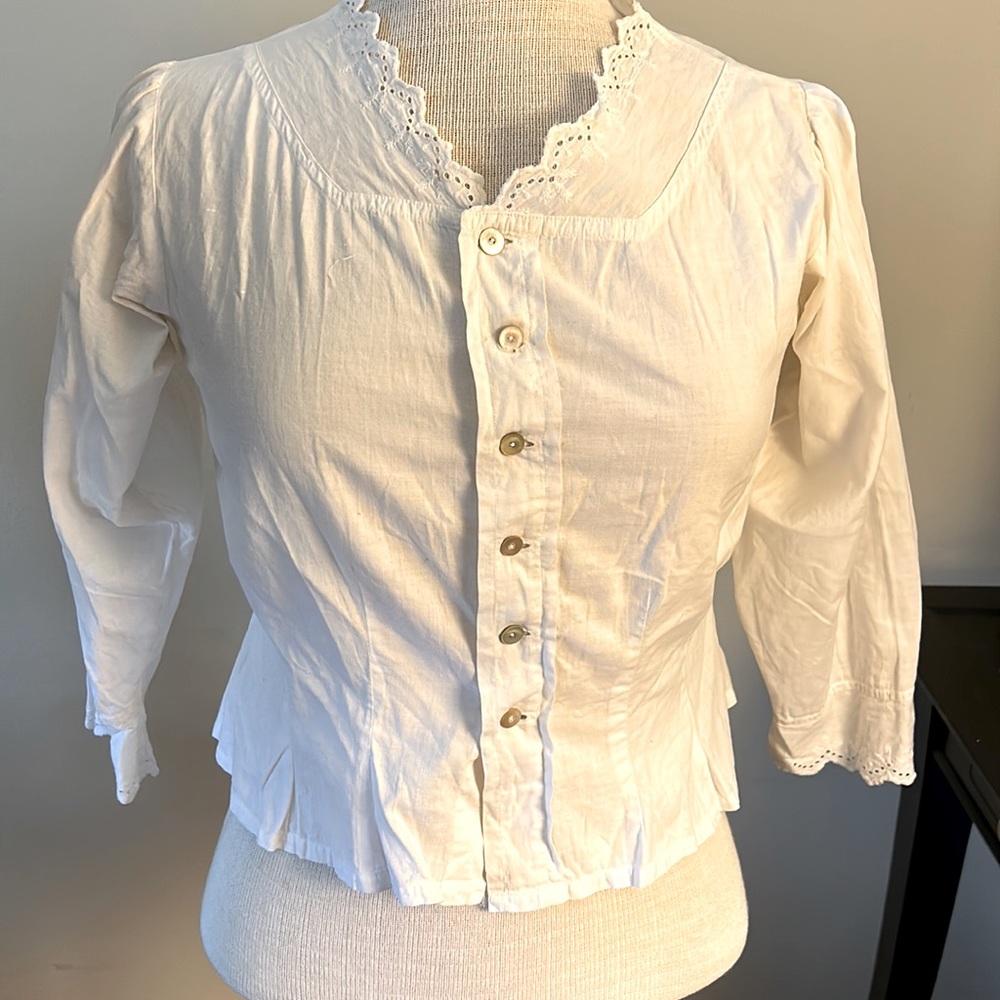 Crisp white lace eyelet cotton shirt